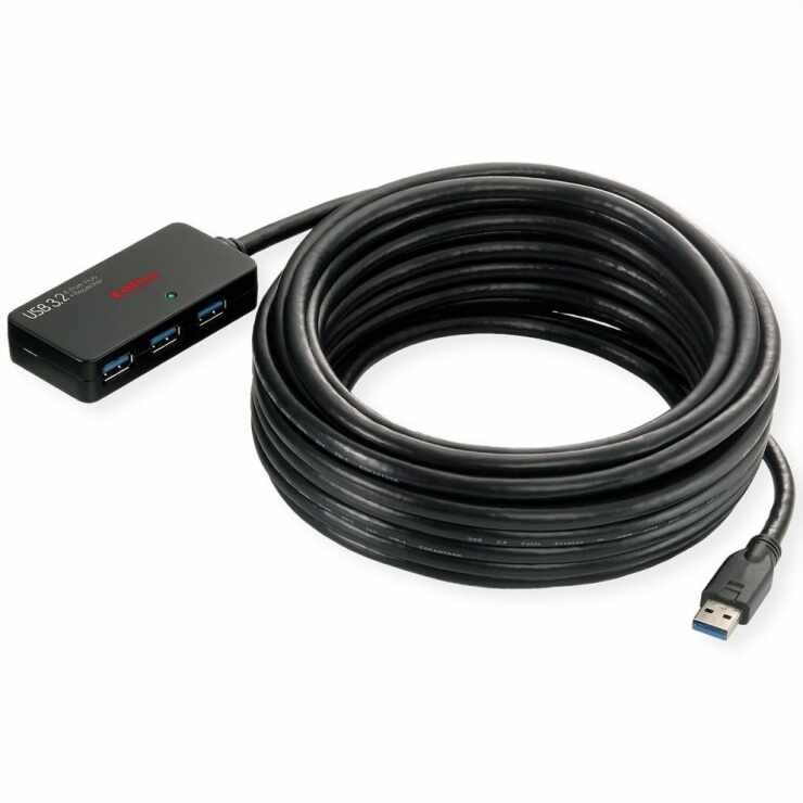 Cablu prelungitor activ USB 3.2 Gen1-A la 4 x USB-A T-M 10m, Roline 12.04.1098