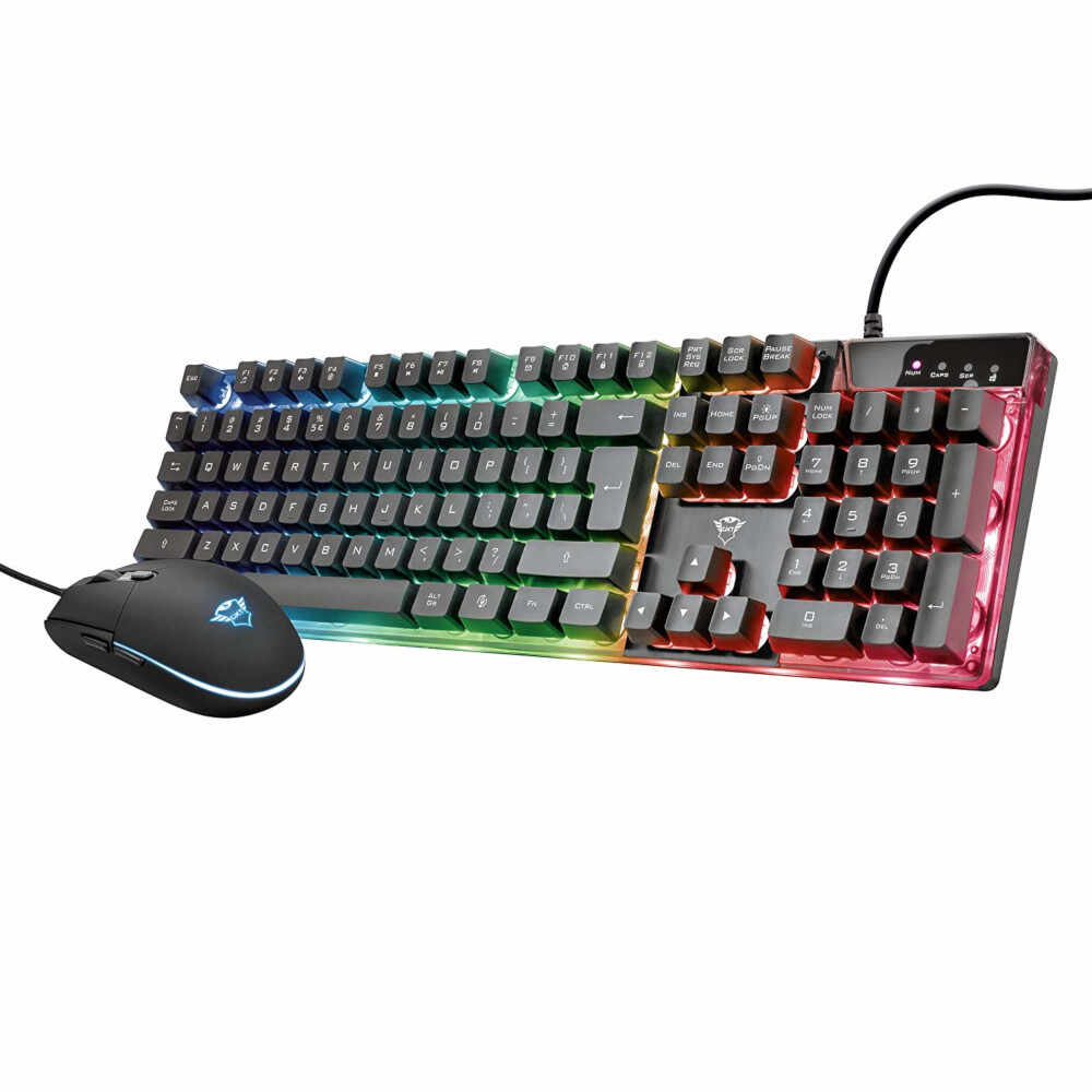 Kit tastatura si mouse gaming Trust GXT 838 Azor Gaming, Iluminare multicolora