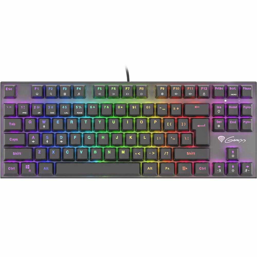 Tastatura gaming mecanica Thor 300, TKL, iluminare RGB, Switch-uri rosii, Negru