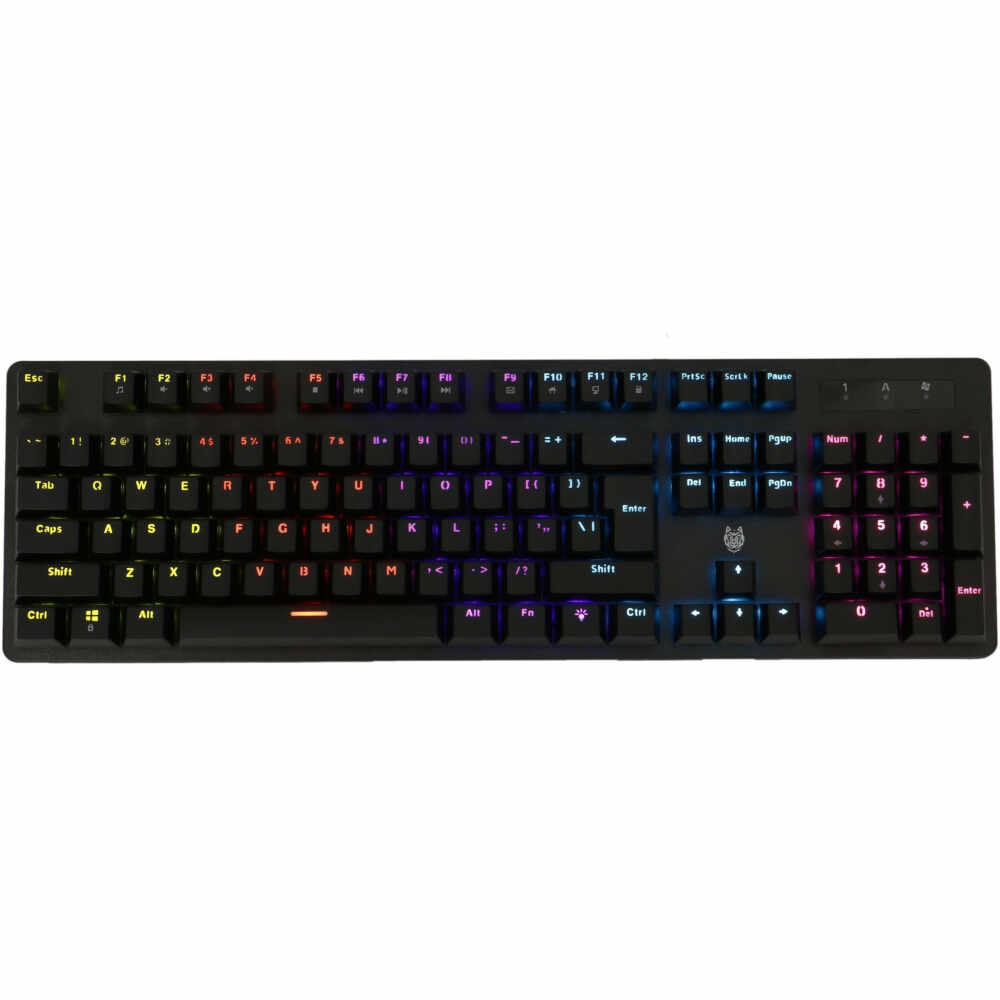 Tastatura gaming mecanica A+ K88, Iluminare rainbow, Negru